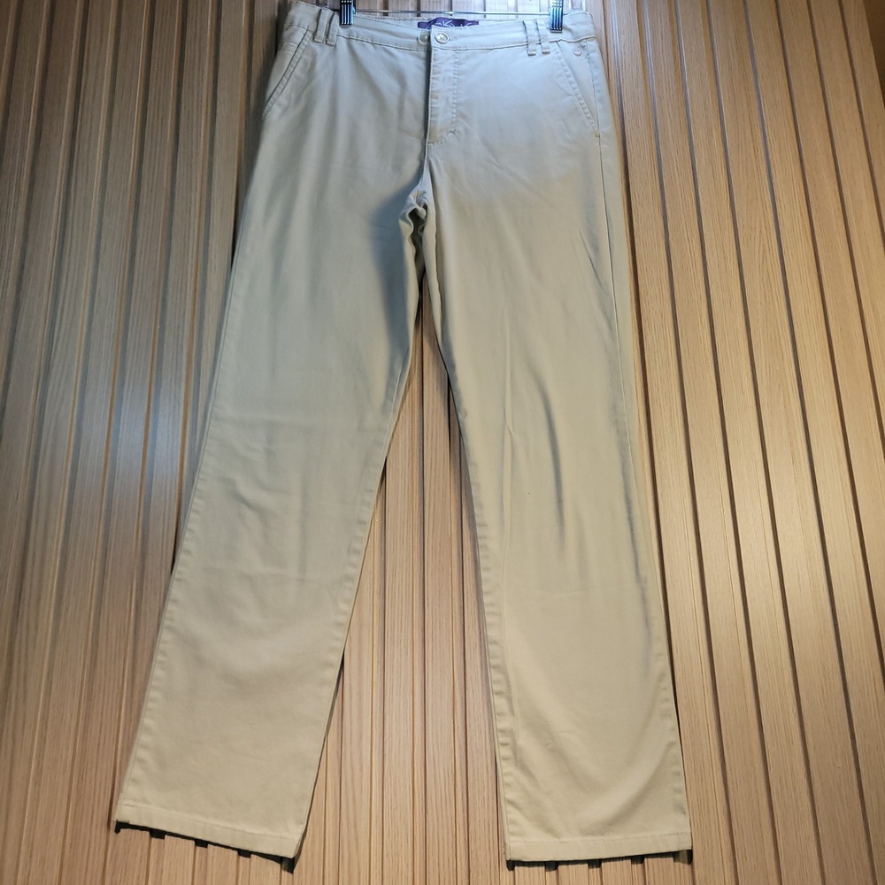 Gloria Vanderbilt Womens Khaki Chino Pants Straight Leg Tan Size 6 Stretch